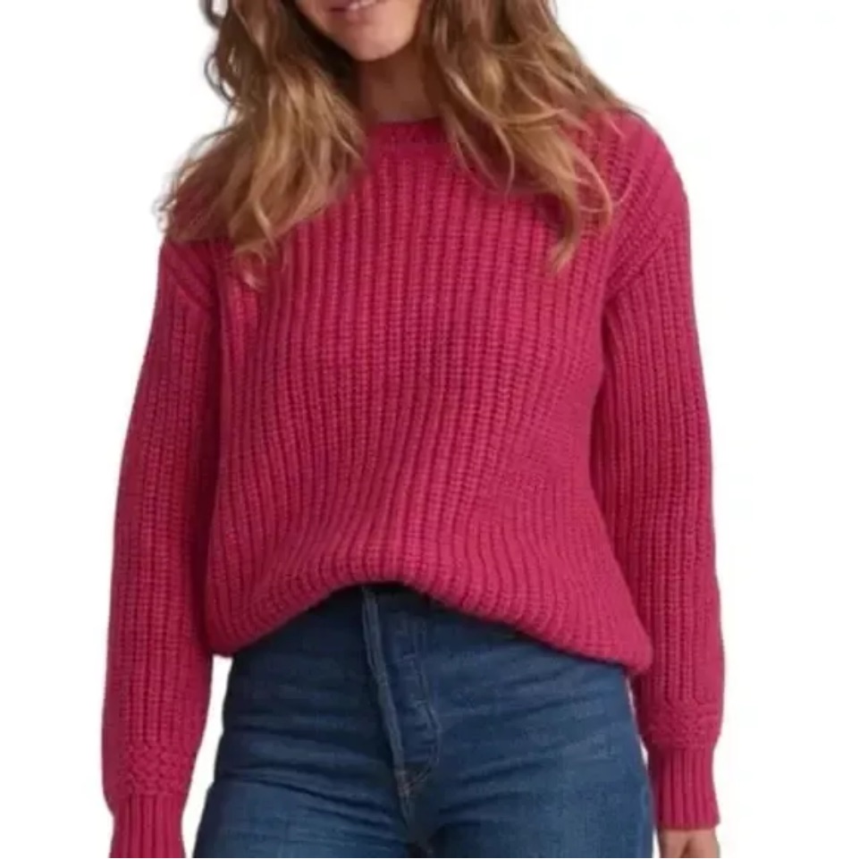 Marine Layer Rose Violet Oversized Long Sleeve Crew Neck Sweater S Nwt